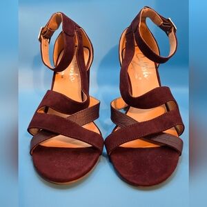 CALLISTO OF CALIFORNIA DINAH SANDAL womens 10 block heel shoe heels burgundy